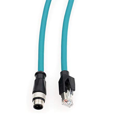 M12 4 Pin D-Code Male to RJ45 Ethernet Network Cat5e Cable for Omron Datalogic Keyence Sensor PC Profinet Network CCTV Control Power 15m - size: 15m