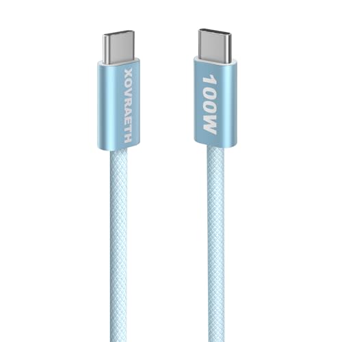 USB C to USB C Cable, 3ft, 100W PD 5A Fast Charging Cord, Aluminum Connector & Nylon Braided Type C Charger Cord for iPhone 17/16/15, MacBook Air/Pro, iPad Pro, Samsung S25/S24/S23, Pixel 10(Blue) - color: Blue, size: 3FT