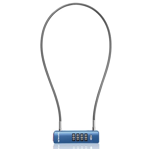 Cable Scooter Lock with Combination, Combo Padlocks for Outdoor Fence Gate, Luggage Antitheft, Wire U Lock for Refrigerator, Cabinet, Bike, Bicycle (23.6"(60cm) Cable, Blue) - color: Blue, size: 23.6"(60cm) Cable