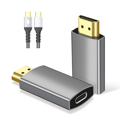 USB C Female to HDMI Male Adapter with USB-C Video Cable, 4K@60Hz UniDirectional USB Type C Source to HDMI 2.0 Display Converter Thunderbolt 3/4 to HDM-I for i-/Phone 17 MacBok Pro, Galaxy - 1 Pack - size: USB C-01