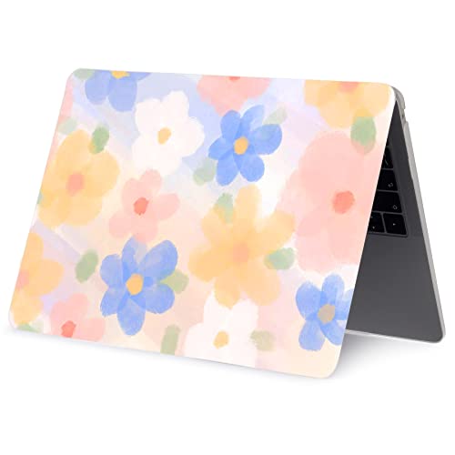 LanBaiLan Laptop Plastic Hard Shell Protective Case, Compatible for New MacBook Air 13 inch 2020 2019 2018 Release A2337 M1 A2179 A1932 Retina Display with Touch ID & Keyboard Cover, Paint Flower - color: Paint Flower