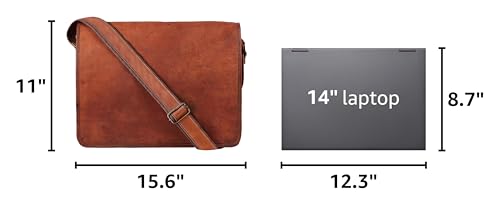 Leather Messenger Bag for Men & Women, 15" Vintage Crossbody Laptop Satchel | Fits 15 inches Laptop & iPad, Organized Pockets, Adjustable Shoulder Strap, Magnetic Closure, Travel Trolley Strap, Brown