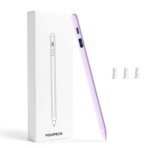 Active Stylus Pen with LED Display, 2-in-1 Dual Modes Digital Pencil for iPad iPhone Samsung Android Tablets & Switch, Palm Rejection & Tilt Sensitivity for Drawing, No Bluetooth Pairing (Purple) - color: Purple