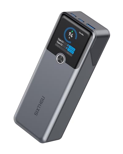 SIXTHGU Laptop Power Bank, 3-Port 20,000mAh Portable Charger with 200W Max Output, PD 3.1 Fast Charging, Flight-Approved for Travel, PowerTower, for MacBook, iPhone 17/16 Series, and More(Grey)