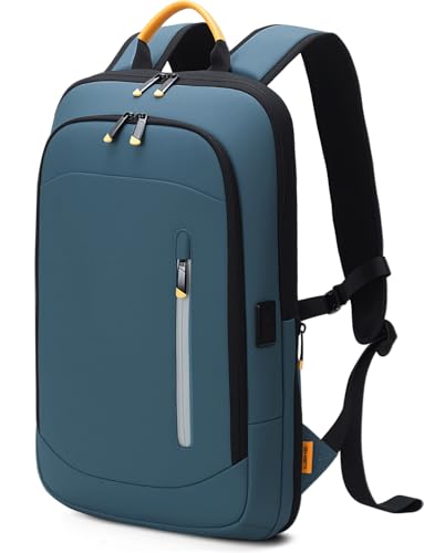 Slim Laptop Backpack for Men, 15.6 Inch Expandable Business Travel Backpack with USB Charging Port, 1.54Lbs Lightweight Work Computer Bag, 600D Waterproof Durable Backpack, Hazy Blue - color: Hazy Blue, size: 17.3 Inch