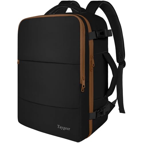 Taygeer Backpack for Women, Carry on Backpack with Laptop Compartment | Travel Laptop Mochila Carry On Luggage with Shoe Pouch, Airline Approved Personal Item Bag For Weekender Hiking, Black Khaki - color: Blackkhaki, size: Large