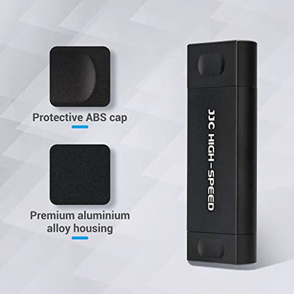 JJC UHS-II SD MicroSD USB Card Reader, Transfer Speed up to 312MB/s, Black | SD Card Adapter, 3-in-1 USB-A USB-C Micro USB Connection Port, Compatible with Computer, Laptop, OTG Enable Phone & Tablet - color: Black