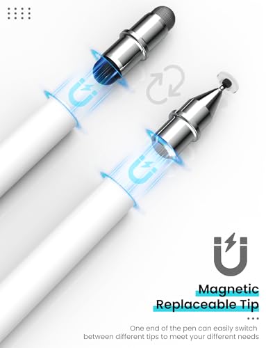 MEKO 3-in-1 Universal Stylus Pen for Touchscreen(White) | High Sensitivity & Universal with Magnetic Replacement Tip