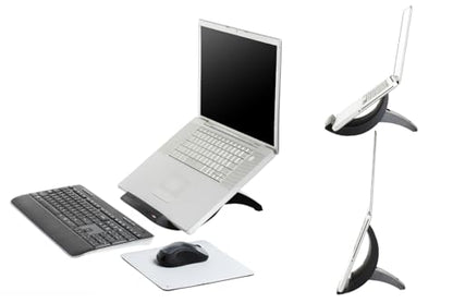 3M Vertical Notebook Computer Riser With Cable Management, 9" X 12" X 6.5" To 9.5", Black/charcoal Gray, Supports 20 Lbs - size: 8.8" x 7.8" x 6.4"