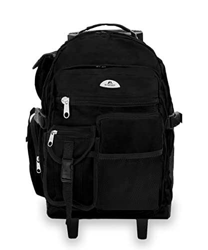 Everest Deluxe Wheeled Backpack, Black, One Size - color: Black