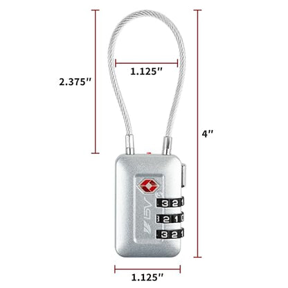 TSA Accepted Luggage Travel Lock, Set-Your-Own Combination Lock for School Gym Locker, Luggage Suitcase Baggage Locks, Filing Cabinets, Toolbox, Case (Silver, 4 Pack) - color: Silver 4-Pack