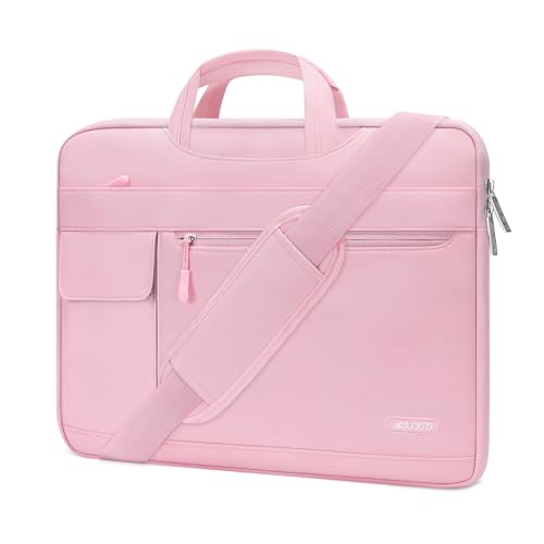 MOSISO Laptop Shoulder Bag Compatible with MacBook Pro 16 inch M5 M4 M3 M2 M1 2026-2019/Pro 15 A1398, HP Acer Dell Lenovo ASUS Notebook,Polyester Flapover Briefcase Sleeve Case, Pink - color: Pink, size: 16 inch