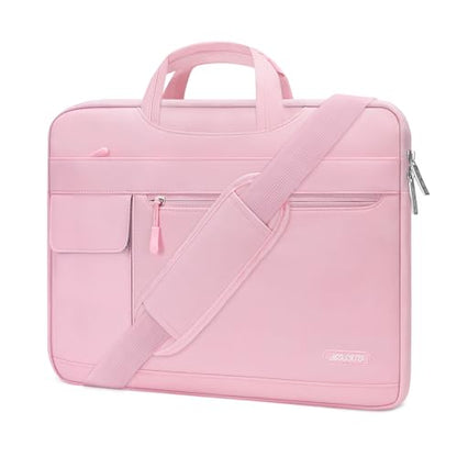 MOSISO Laptop Shoulder Bag Compatible with MacBook Pro 16 inch M5 M4 M3 M2 M1 2026-2019/Pro 15 A1398, HP Acer Dell Lenovo ASUS Notebook,Polyester Flapover Briefcase Sleeve Case, Pink - color: Pink, size: 16 inch