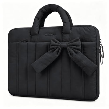 MOSISO Laptop Case 16 inch, 15-15.6 inch Puffy Laptop Sleeve Compatible with MacBook Pro 16 M5 M4 M3 M2 M1, HP Acer Dell Lenovo ASUS Notebook, Rectangle Quilted Carrying Bag with Bow&Handle, Black - color: Black, size: 16 inch