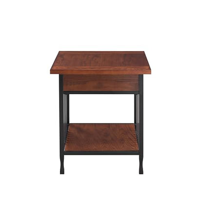 Leick Home Ironcraft End Table, 22", Mission Oak, Black - color: Mission Oak