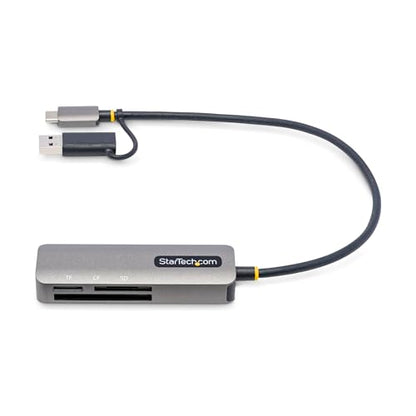 StarTech SD microSD CompactFlash Card Reader USB-C USB-A (FCREADMICRO3V2) | USB 3.0 5Gbps, Multi-media, 3 slots simultaneous read/write, 30cm cable, USB-A adapter incl, No drivers