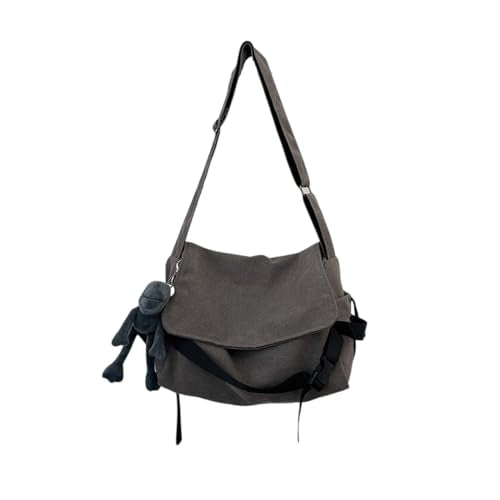 Men's canvas bag, men's and women's Japanese casual crossbody bag, men's large capacity canvas messenger bag - color: Grey