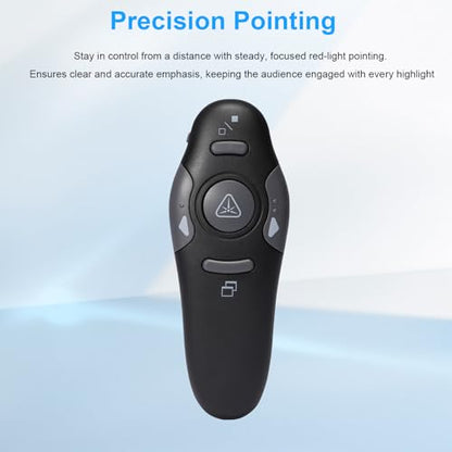2.4GHz Remote Control Page Turner, Red Presentation Pointer, Plug & Play, Portable Presenter Clicker for Laptop, 98ft Control Range