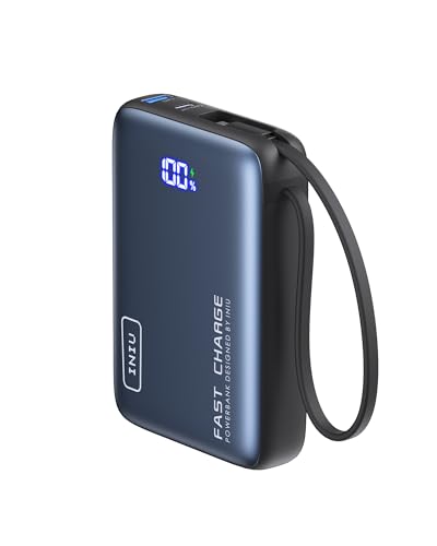 INIU Portable Charger, 20000mAh 20W Power Bank with Built-in USB-C Cable, Portable Phone Charger for iPhone 15/14/13/12/11, Samsung S22/S21, Google, AirPods, iPad, etc.