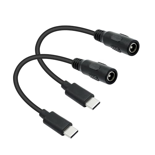 Short DC 5.5mm x 2.1mm to USB C Power Cord 6inch, DC 5521 Female to USB Type C Male Plug 5V 3A Power Charging Cable Extension Cord, for LED Desk Lamp, Small Fan Etc Other USB Type C Equipment (2Pcs) - style: DC 5521 Female to Type C Male