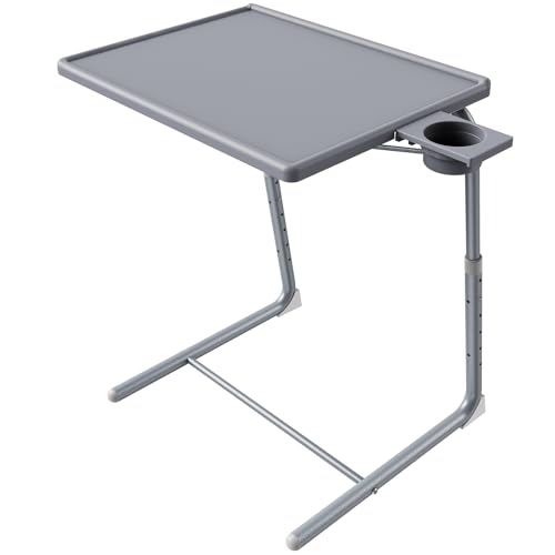 HUANUO Adjustable TV Tray Table - TV Dinner Tray on Bed & Sofa, Comfortable Folding Table with 6 Height & 3 Tilt Angle Adjustments (Gray) - color: Grey