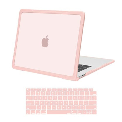 MOSISO Compatible with MacBook Air 13 inch Case M1 2018-2021, Pink | Reduces-Fingerprints with Soft TPU Bumper Shell&Keyboard Cover for MacBook Air 13.3 M1, 2021 2020 2019 2018 A2337 A2179 A1932 - color: Pink
