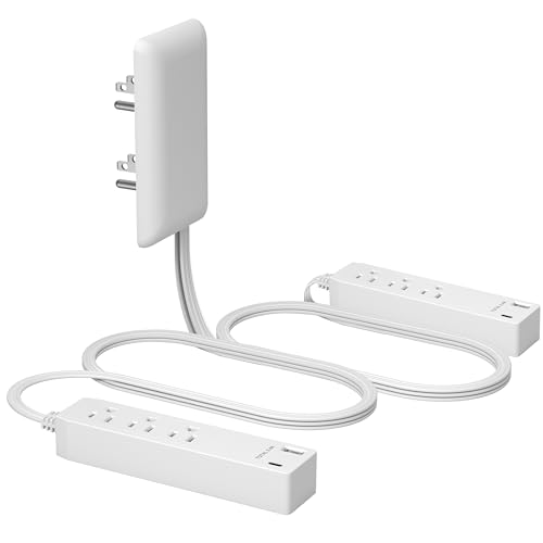 LIDER Outlet Extender with 3 Receptacles, 2 Power Strip, USB-A & USB-C | ETL Listed, 3ft Cord, 1625W, Matte White, 3-Outlet Power Strip, Wall Plate Plug With Cord Extender - color: White, size: 1 Pack