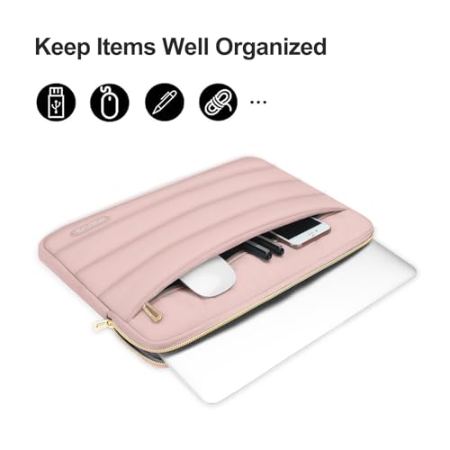 MOSISO Laptop Case 16 inch, 15-15.6 inch Puffy Laptop Sleeve Compatible with MacBook Pro 16 M5 M4 M3 M2 M1, HP Dell ASUS Acer Toshiba Lenovo, Polyester Horizontal Bag with Small Case, Pink - color: Pink, size: 16 inch
