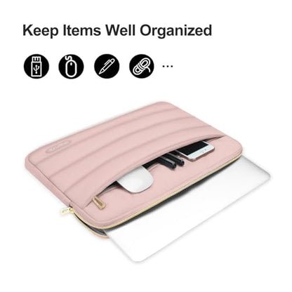MOSISO Laptop Case 16 inch, 15-15.6 inch Puffy Laptop Sleeve Compatible with MacBook Pro 16 M5 M4 M3 M2 M1, HP Dell ASUS Acer Toshiba Lenovo, Polyester Horizontal Bag with Small Case, Pink - color: Pink, size: 16 inch