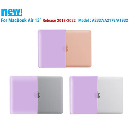 IBENZER Compatible with New MacBook Air 13 inch Case 2022 2021 2020 M1 A2337 A2179 A1932, Plastic Hard Shell Case with Keyboard Cover for Mac Retina Display with Touch ID, Purple, MMA-T13PU+1 - color: Purple
