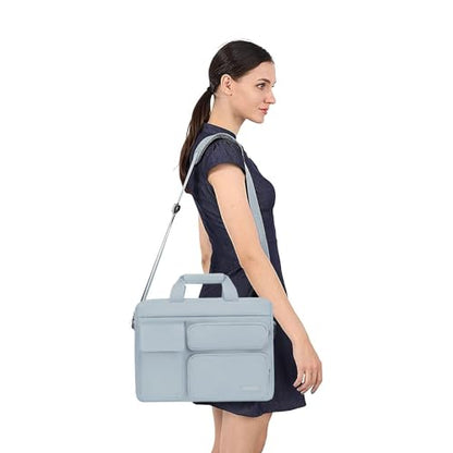 MOSISO Laptop Shoulder Bag 16 inch, 15-15.6 inch Computer Bag | Compatible with MacBook Pro 16 inch, HP, Dell, Lenovo with 2 Raised&1 Flapover&1 Horizontal Pocket&Handle&Belt, Baby Blue - color: Baby Blue, size: 16 inch