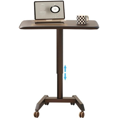 Height Adjustable Standing Table, Pneumatic Lift Laptop Desk, Movable Sofa Side Table with Wheels, Large Thick Steel Tube Computer Desk