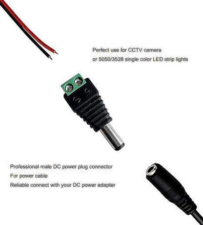 10 Pairs 12V 5A DC Power Plug Connectors (5.5mm x 2.1mm) | 10 Male & 10 Female Jacks, LED Strips, CCTV Cameras, Security Systems, Durable Barrel Adapters