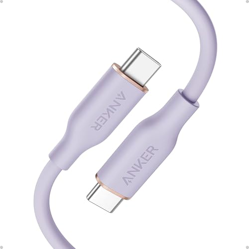 Anker USB C Cable, 240W Type C Fast Charging Cord (1-Pack, 6 ft, Purple) | USB 2.0 for iPhone 17 / 16 / 15 Series, MacBook Pro 2020, and More - color: Purple, size: 3FT