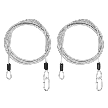 PATIKIL Security Cable Lock (1/8" Dia 6.6ft, Clear)(2 Set) Vinyl Coated 304 Stainless Steel Double Loop Flexible Wire Rope Safety Cable with Quick Links Locking Connectors - color: Clear, size: 6.6ft x 1/8"