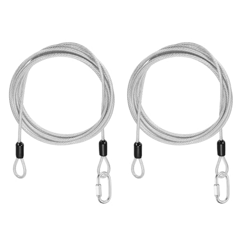 PATIKIL Security Cable Lock (1/8" Dia 6.6ft, Clear)(2 Set) Vinyl Coated 304 Stainless Steel Double Loop Flexible Wire Rope Safety Cable with Quick Links Locking Connectors - color: Clear, size: 6.6ft x 1/8"