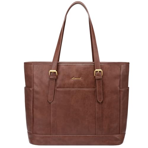 LOVEVOOK Laptop Work Tote Bag for Women,Teacher Computer Briefcase Business Shoulder Bag for Office Travel Gift - color: Earthy Brown, size: 15.6 inch