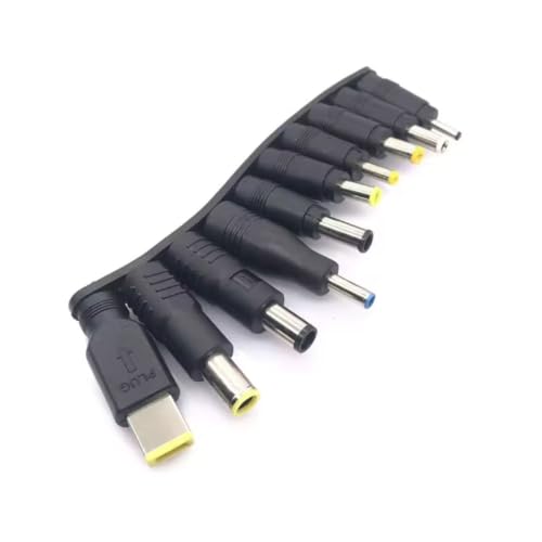 10 in 1 Universal Laptop DC Power Connector Tips Kit, USB A Male to Multi Size DC Barrel Plug Adapter Set with ThinkPad Square Port for HP Dell Lenovo Asus Acer Samsung Notebook