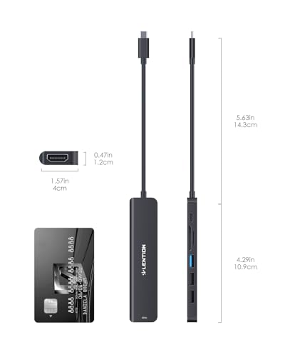 LENTION 7-in-1 USB C Hub, 4K@60Hz HDMI, 100W PD, Card Reader, USB 3.0 & 2.0 | Plug and Play, Stable Driver 3.0 Certified, for macOS, iOS/iPadOS, Windows & ChromeOS (CB-CE18, Black) - color: Black