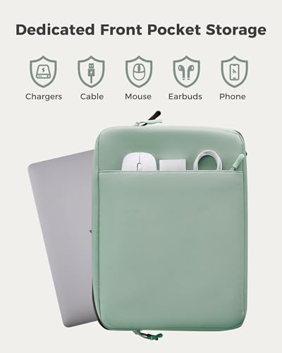 ProCase Laptop Sleeve 14" for MacBook Pro 14 Inch M5/M4/M3/M2/M1 2026-2021 | Slim Travel Sleeve with Soft Plush Lining & Large Front Pocket, Water-Resistant, Also Fit 14" HP Dell Lenovo ASUS Acer - color: Willow Green, size: 14-inch