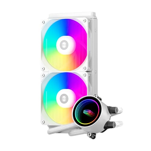 PCCOOLER DA240 240mm AIO CPU Cooler with ARGB Fans, White | 2600 RPM full-ceramic pump, 2 PWM fans; Intel LGA1851/1700/1200/115X and AMD AM5/AM4 - color: White