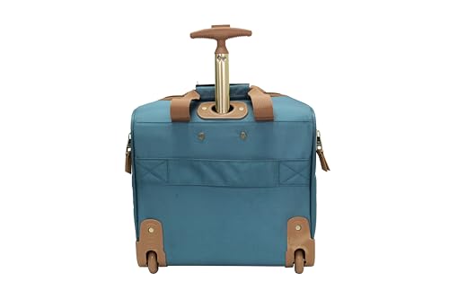 Steve Madden Designer 15 Inch Carry on Suitcase- Small Weekender Overnight Business Travel Luggage- Lightweight 2- Rolling Spinner Wheels Under Seat Bag for Women (Harlo Teal Blue) - color: Harlo Teal Blue