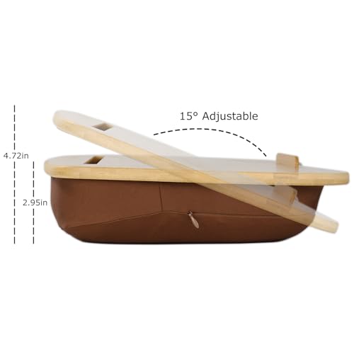 Bamboo Lap Desk for Laptop with Cushion-Fits up to 17 inch | Computer Laptop Stand with Phone Hoder, Anti-Slip Stopper - size: 18.5"x11.8"