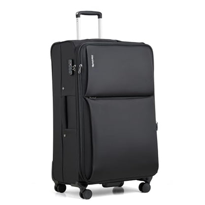 Hanke Expandable 28 Inch Luggage with Spinner Wheels Softside Suitcase Large Rolling Luggage Bag for Travel Checked Suitcases(Black) - color: Black, size: 28 Inch Checked in