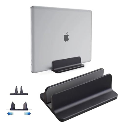 Vertical Laptop Stand Holder, Desktop Aluminum Stand for MacBook with Adjustable Dock Size, Fits All MacBook, Surface, Chromebook and Gaming Laptops (Up to 17.3 inches), Black - color: Black