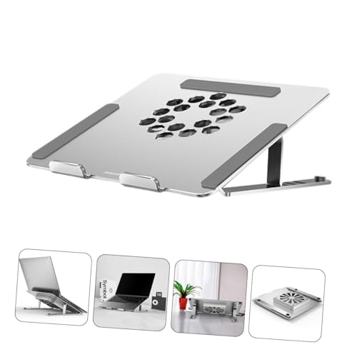 BESPORTBLE Aluminum Alloy Laptop Cooler Stand with RGB LED Fan Adjustable Height USB Cooling Pad for Gaming Laptops and Notebooks Silver