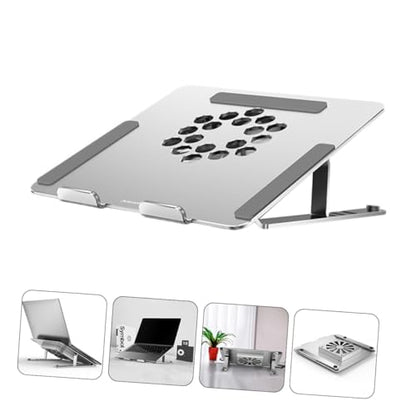 BESPORTBLE Aluminum Alloy Laptop Cooler Stand with RGB LED Fan Adjustable Height USB Cooling Pad for Gaming Laptops and Notebooks Silver
