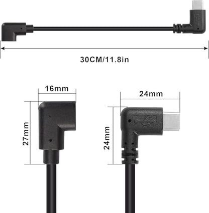 GINTOOYUN USB C Extension Cable, Right Angle Male to Female, 0.3m, Black, Supports PD60W Fast Charging, Compatible with Laptops, Tablets, Mobile Phones
