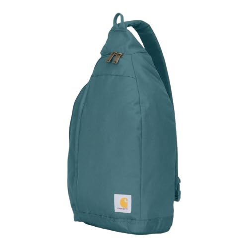Carhartt Durable Sling Bag, Crossbody Backpack with Side Release Buckle, Tablet Sleeve and Adjustable Strap, Harbor Teal, 10L - color: Harbor Teal