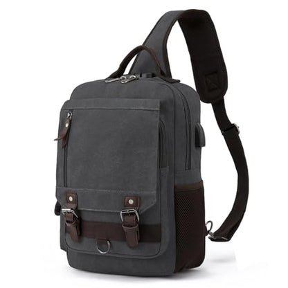 Sling Bag Large Capacity: Crossbody Bag for Men Fits 15.6 Inch Laptop A4 Files with Anti Theft USB Port - color: Black-xl